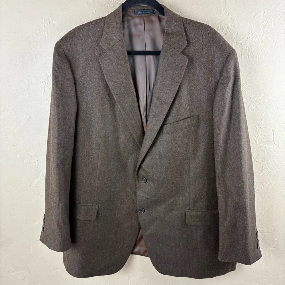 Hart Schaffner Marx Brown Cashmere Sport Coat Blazer Jacket Italian Fabric 50R